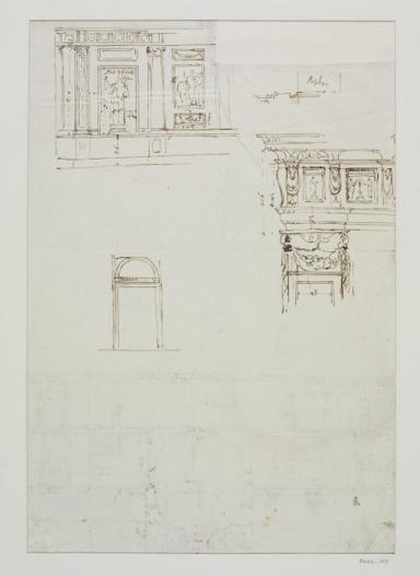 Dimensions taken from <i>Sir John Soane: Catalogues of the Architectural Drawings in the Victoria and Albert Museum</i> by Pierre de la Ruffinière du Prey, p. 28